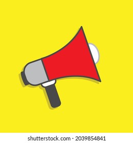 Megaphone or loudspeaker vector illustration template for icons isolated on yellow background. 