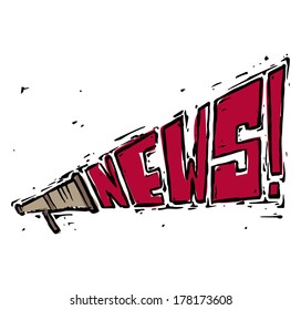 Megaphone loudspeaker vector image isolated in white background shouting loud the news in retro woodcut vintage style