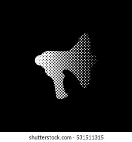Megaphone; loudspeaker - white vector icon ; halftone illustration