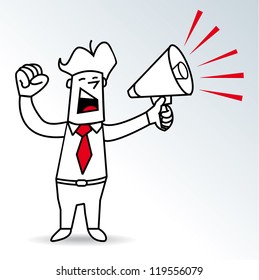 Megaphone man. a businessman shouting in a megaphone