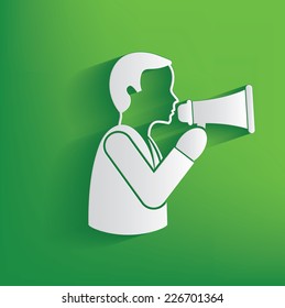 Megaphone man design on green background,clean vector
