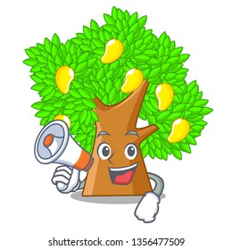 With megaphone mango tree isolated with the mascot