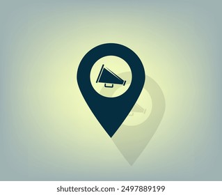 megaphone in the map mark