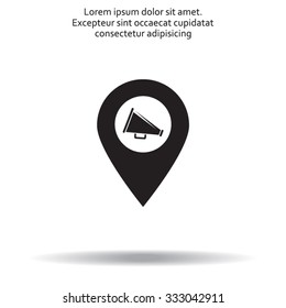 megaphone in the map mark