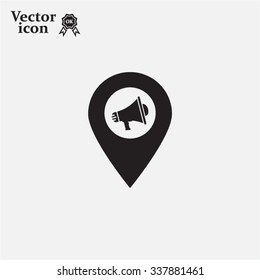 megaphone in the map mark