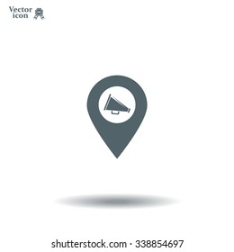 megaphone in the map mark