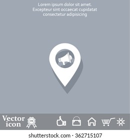 megaphone in the map mark