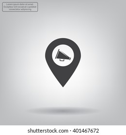 megaphone in the map mark
