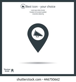 megaphone in the map mark