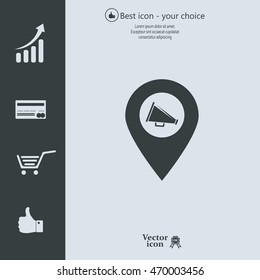 megaphone in the map mark