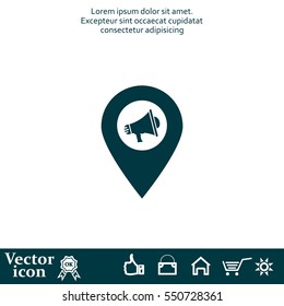 megaphone in the map mark