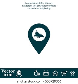 megaphone in the map mark