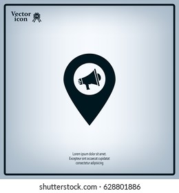 megaphone in the map mark