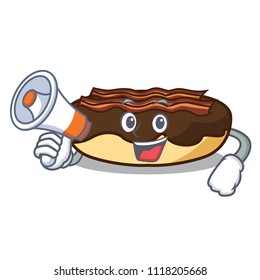 With megaphone maple bacon bar character cartoon