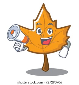 With megaphone maple character cartoon style