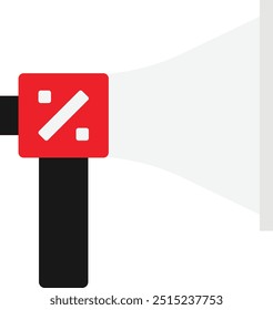 Ilustração plana do vetor do ícone do anúncio de marketing do Megaphone