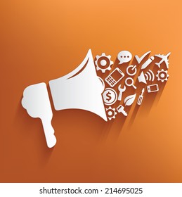 Megaphone marketing concept,clean vector