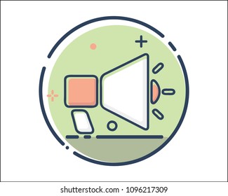 megaphone marketing icon design illustration,line filled style design, designed for web and app
