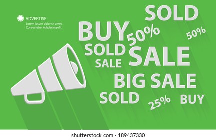 Megaphone marketing,green version,vector