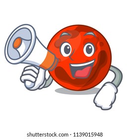 With megaphone mars planet character cartoon