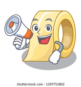 With megaphone masking tape in the shape characters