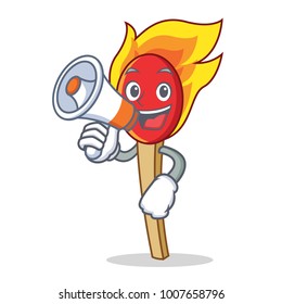 With megaphone match stick character cartoon