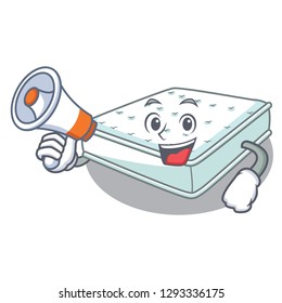 With megaphone mattress isolated on the with mascot