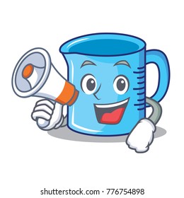 With megaphone measuring cup character cartoon