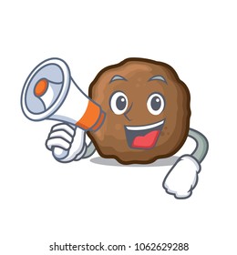 With megaphone meatball character cartoon style