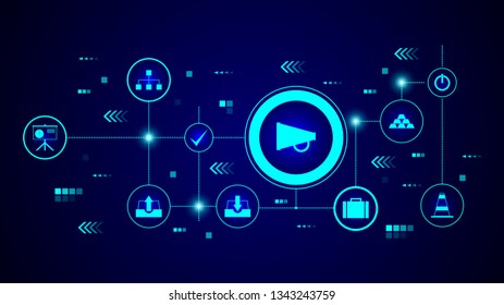 megaphone mechanical icon. From Web set