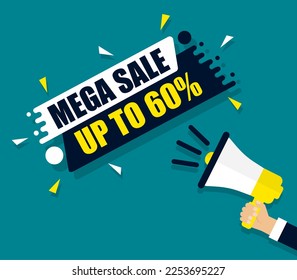 Megaphone and mega sale speech bubble. Banners for business  marketing and advertising.