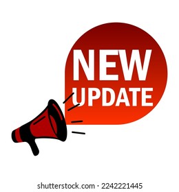 Megaphone message banner. New update speak tag. Promotion advertising loudspeaker. Vector illustration. stock image.