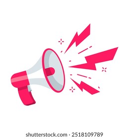 Megaphone message icon. Flat style. Vector icon.