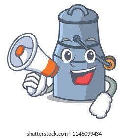 With megaphone milk can character cartoon