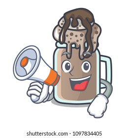 With megaphone milkshake character cartoon style
