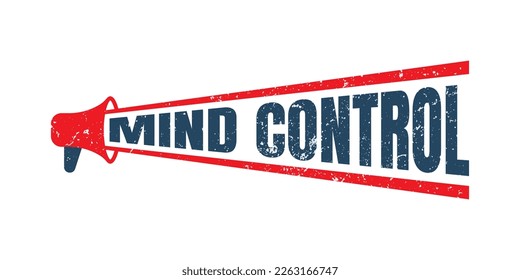 megáfono Mind Control Estampado textura de grunge rojo, vector