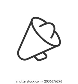 Icono de línea mínima Megaphone. Diseño de símbolo de trazo web. Signo de megáfono aislado en un fondo blanco. Icono de línea Premium.