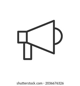 Megaphone minimal line icon. Web stroke symbol design. Megaphone sign isolated on a white background. Premium line icon.