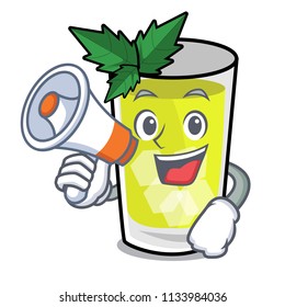 With megaphone mint julep character cartoon