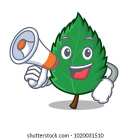 With megaphone mint leaves character cartoon