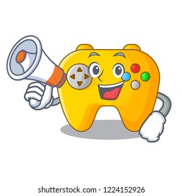 With megaphone modern game shaped controller cartoon wood