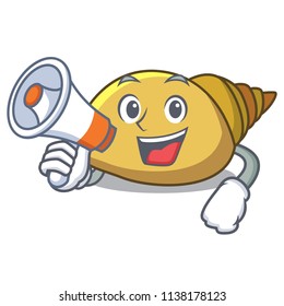 With megaphone mollusk shell character cartoon