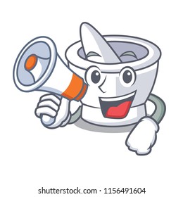 With megaphone mortar character cartoon style