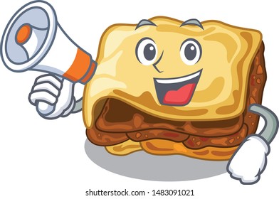 With megaphone moussaka with in the mascot shape