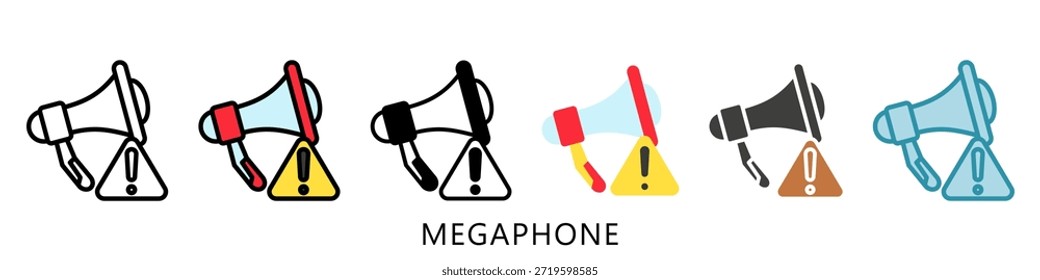Megaphone Multi Style Icon Mini Illustration, Use For Modern Concept, Print, Ui, Ux Kit, Web And App Development. Vector Related To Firefighter, Rescue And More