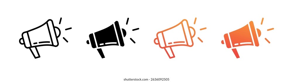 Megaphone Multi Style Icon Set Vector