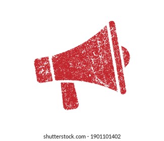 Símbolo de forma de icono de estilo plano de música Megaphone. Símbolo de la silueta del logo de voz para discurso de sonido. Estampilla. Imagen de la ilustración del vector. Aislado sobre fondo blanco.