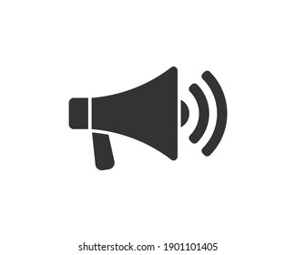 Megaphone music flat style icon shape symbol. Voice sound speech logo silhouette sign. Grunge stamp. Vector illustration image. Isolated on white background. - Shutterstock ID 1901101405