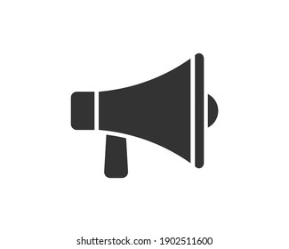 Megaphone music flat style icon shape symbol. Voice sound speech logo silhouette sign. Grunge stamp. Vector illustration image. Isolated on white background. - Shutterstock ID 1902511600
