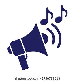 Megaphone with Musical Notes Icon - Audio Broadcasting, Music Promotion, and Sound Announcement Concept Vector

